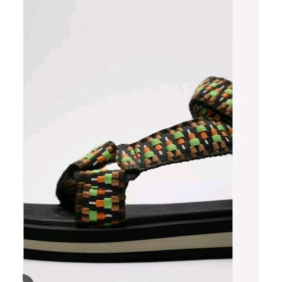 ZARA MULTICOLOURED TECHNICAL SANDALS- 8  2704 921 26.4cm